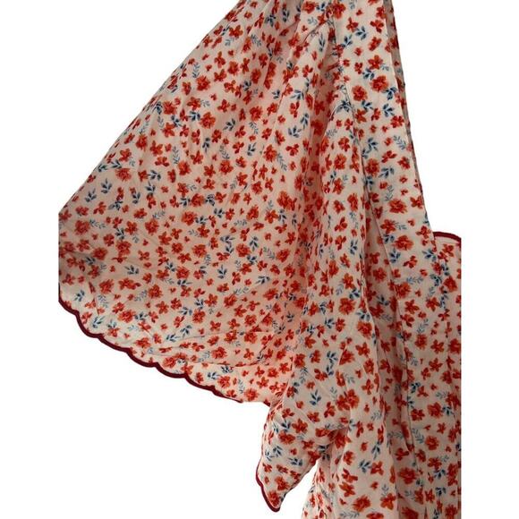 Old Navy Blouse Size 4X Floral Boho Babydoll Tie Back Short Flutter Sleeves Top - Picture 8 of 12